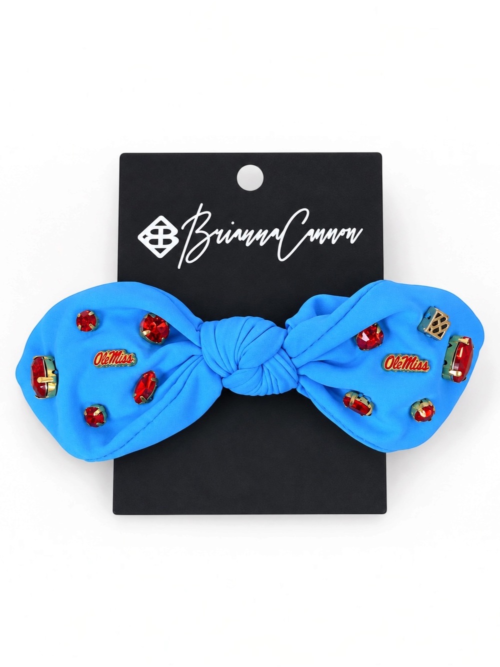 Brianna Cannon Ole Miss Powder Blue Logo Bow Hold Up A Win Crystal Scrunchie NWT
